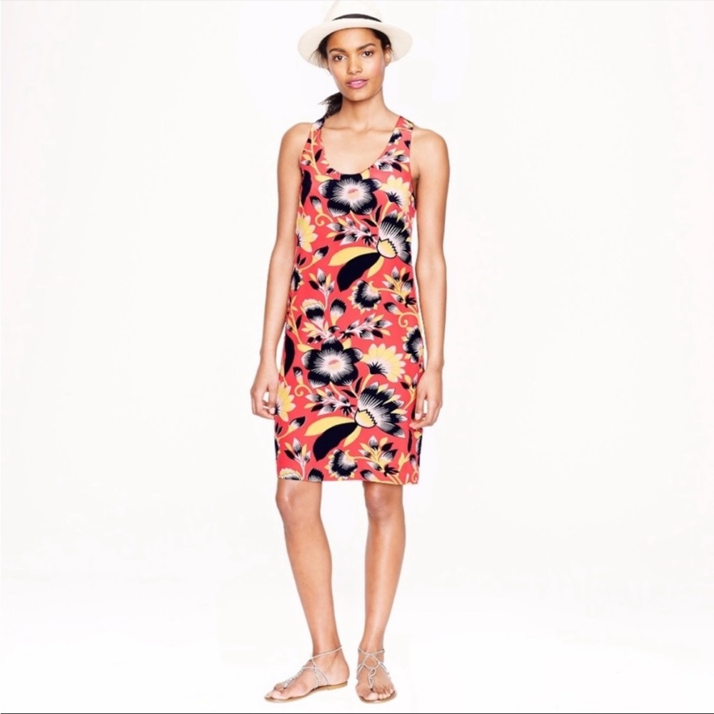 J.Crew Coral Floral Racerback Dress - Size 4